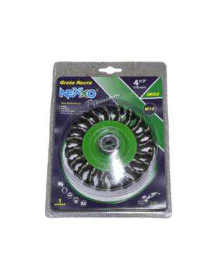 GRATA CIRCULAR PLANA  TRENZADA DE ACERO INOX  4 1/2"
